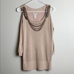 CACHE Metallic Cold Shoulder Top